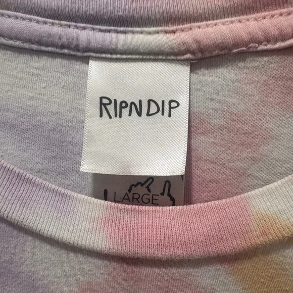 RIPNDIP Tie Dye Pocket Lord Nermal Cat T Shirt‎ Large Pastel Swirl Graphic Tee - Picture 5 of 7